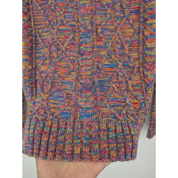 Gap Chunky Knit Sweater Women Size S Tall Pullover Fisherman Rainbow Y2K Cottage - Picture 4 of 8